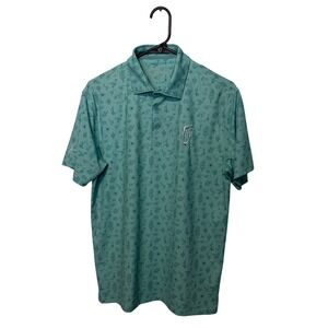 Barstool Golf Polo Shirt Small Teal Desert Print Phoenix Open Waste Management